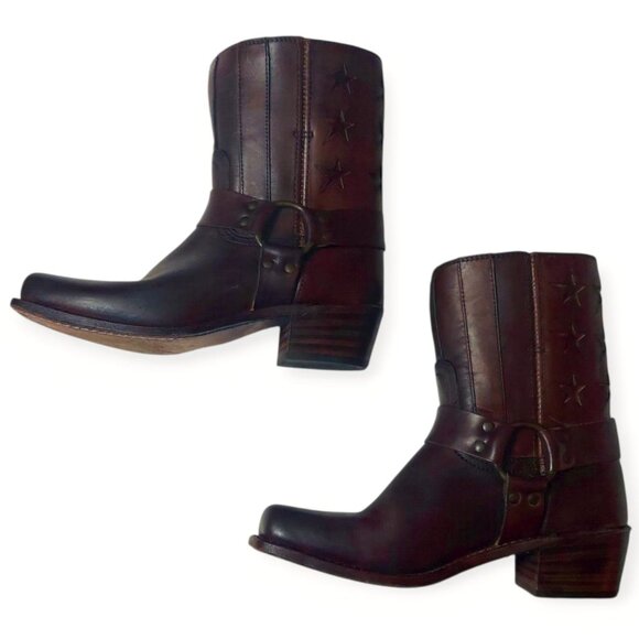 Frye 150th Anniversary Harness Flag Americana Short Boot Brown  Made in USA SZ 8 - Picture 2 of 10